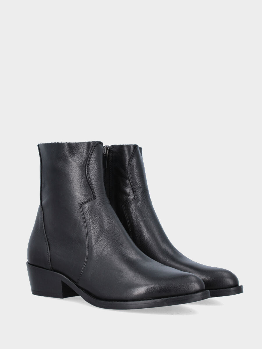 Camperos a stivaletto in vitello nero con cerniera