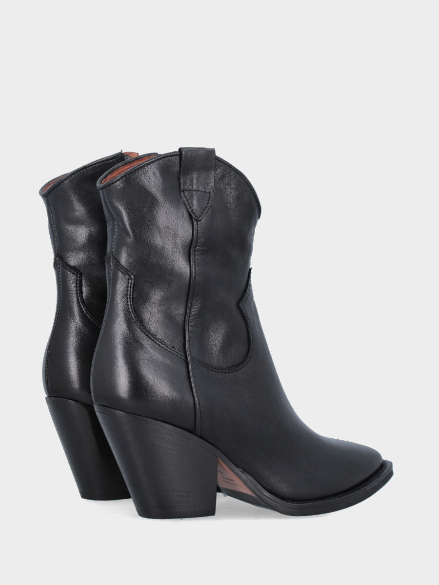 Camperos a stivaletto in vitello nero semi tubo