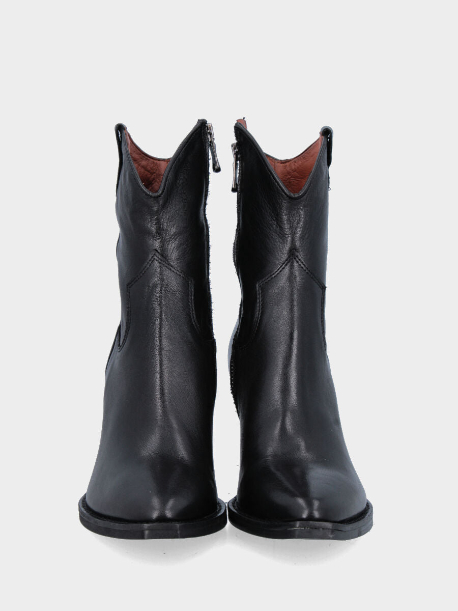 Camperos a stivaletto in vitello nero semi tubo