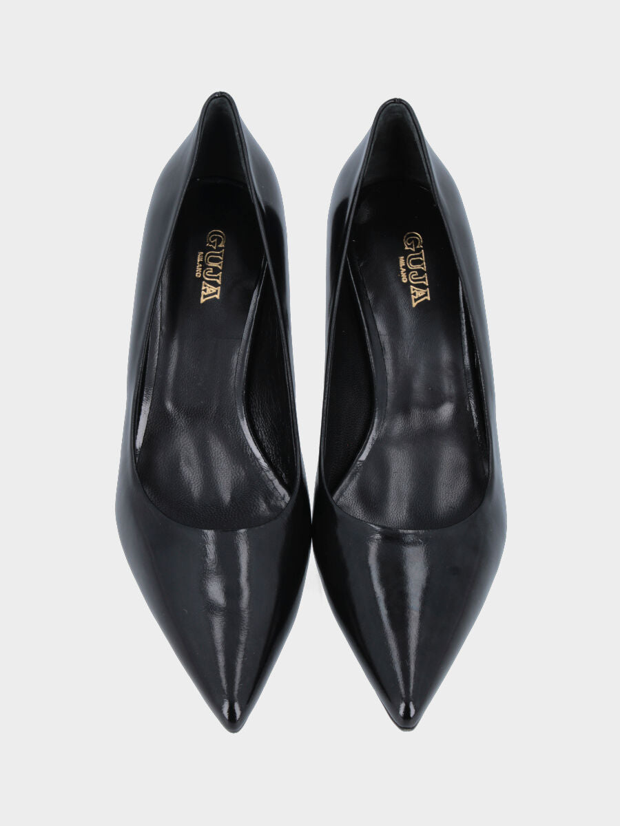 Décolleté in verlux nero con tacco a calice