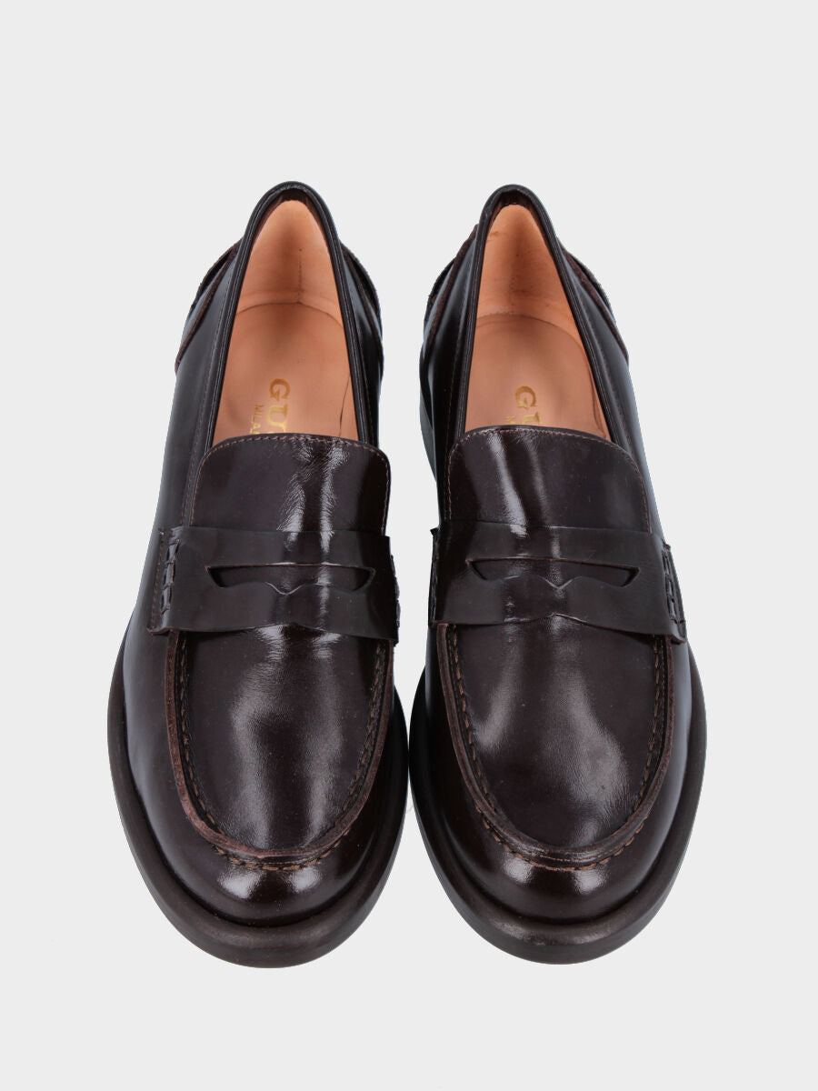 Mocassino college in vitello testa di moro con mascherina a bocca di leone