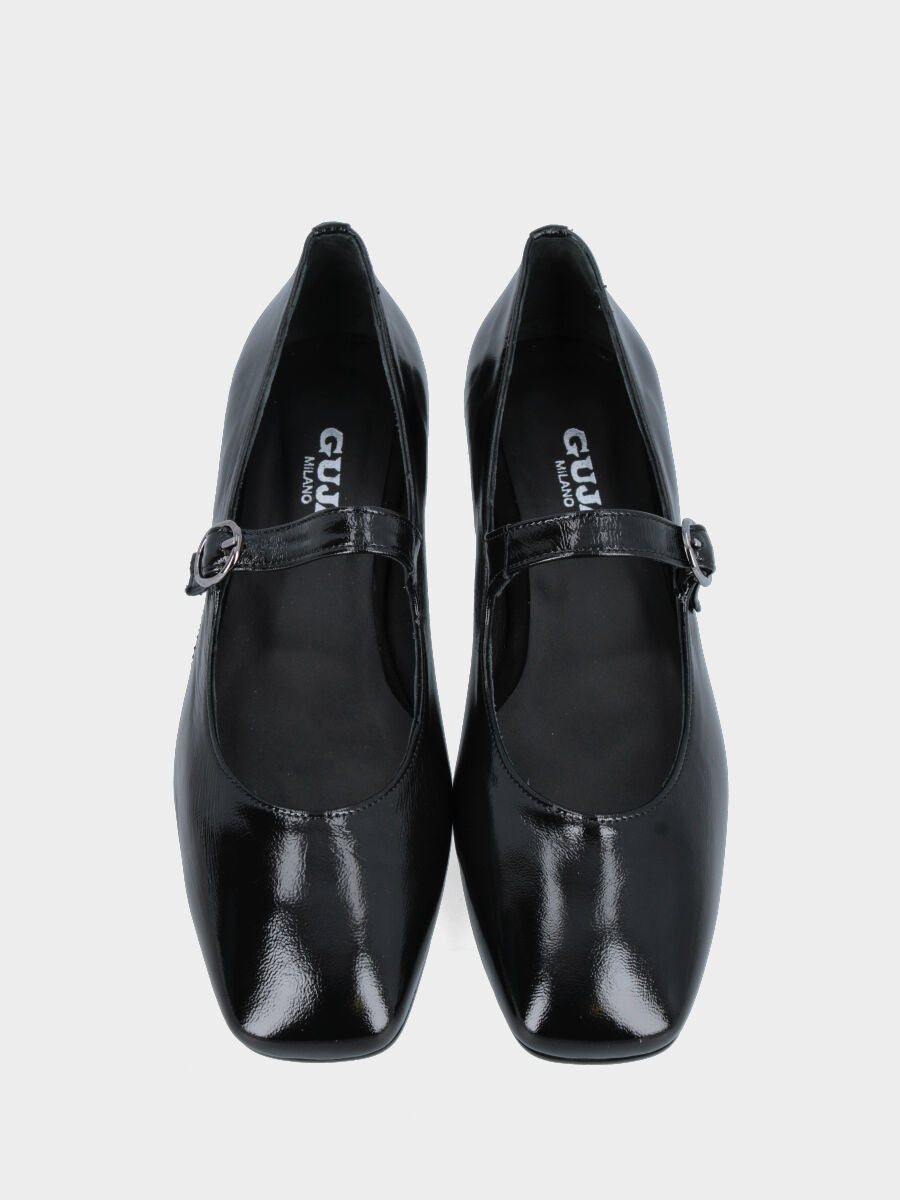 Décolleté Mary Jane in verlux nero con tacco basso