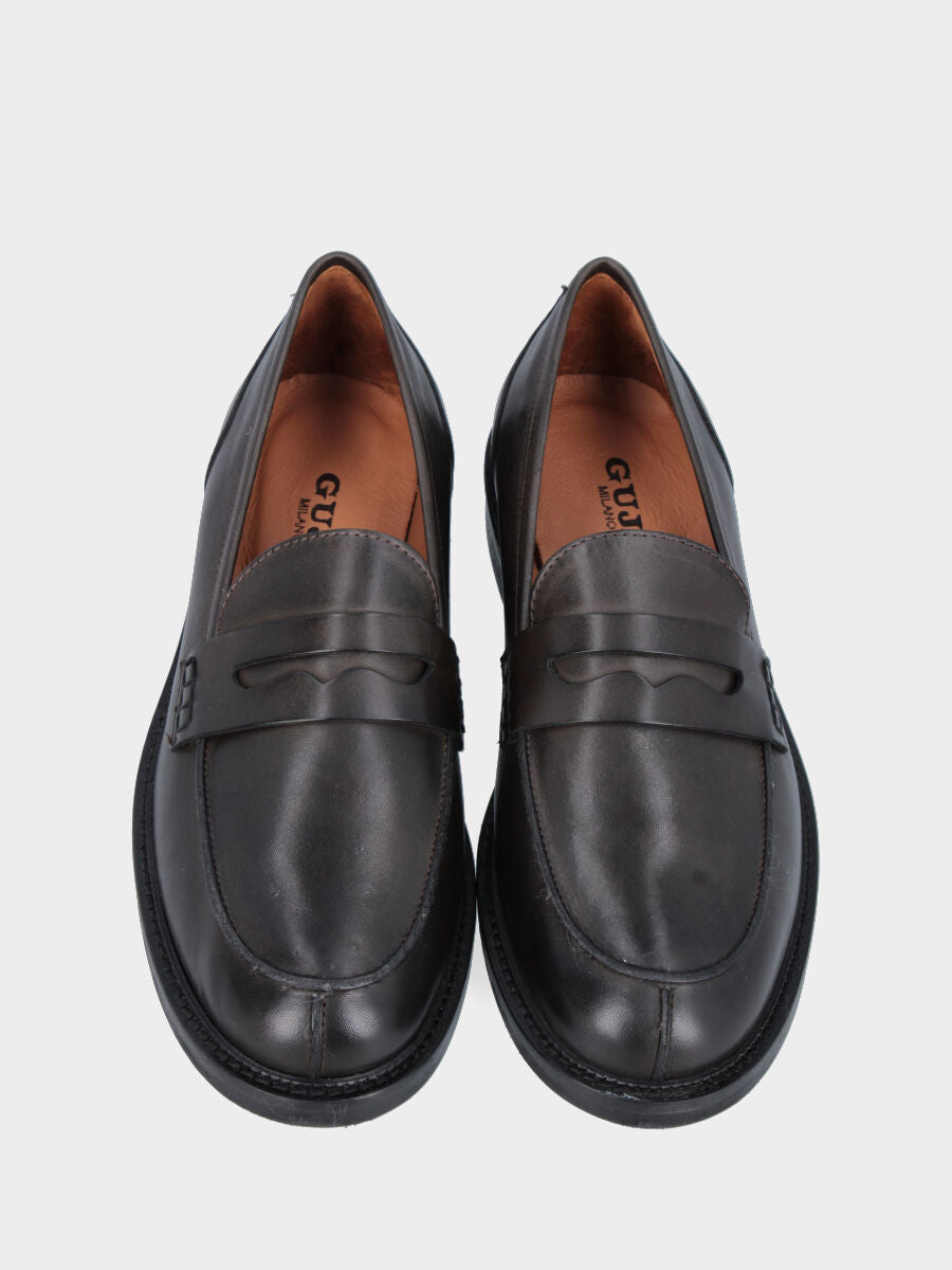 Mocassino college in vitello testa di moro con mascherina a bocca di leone