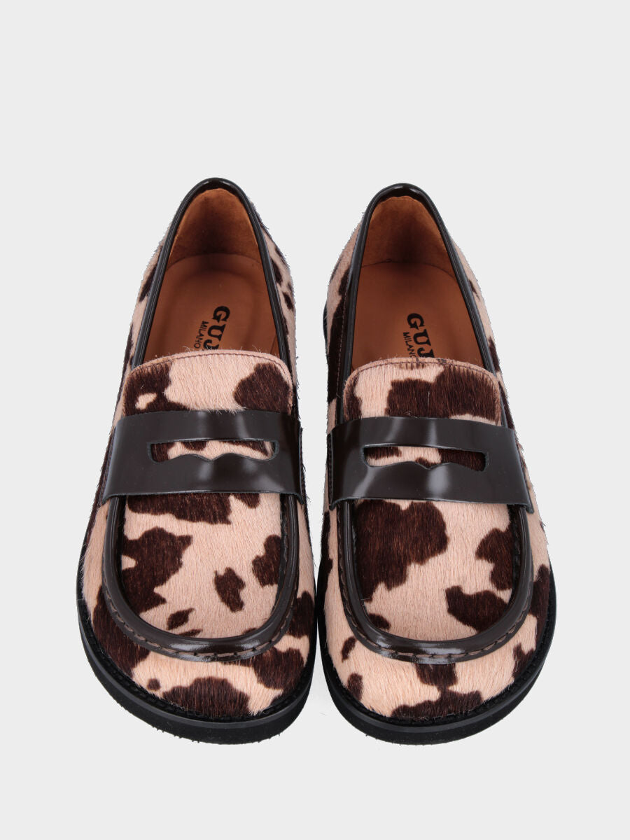 Mocassino in cavallino muccato color cammello