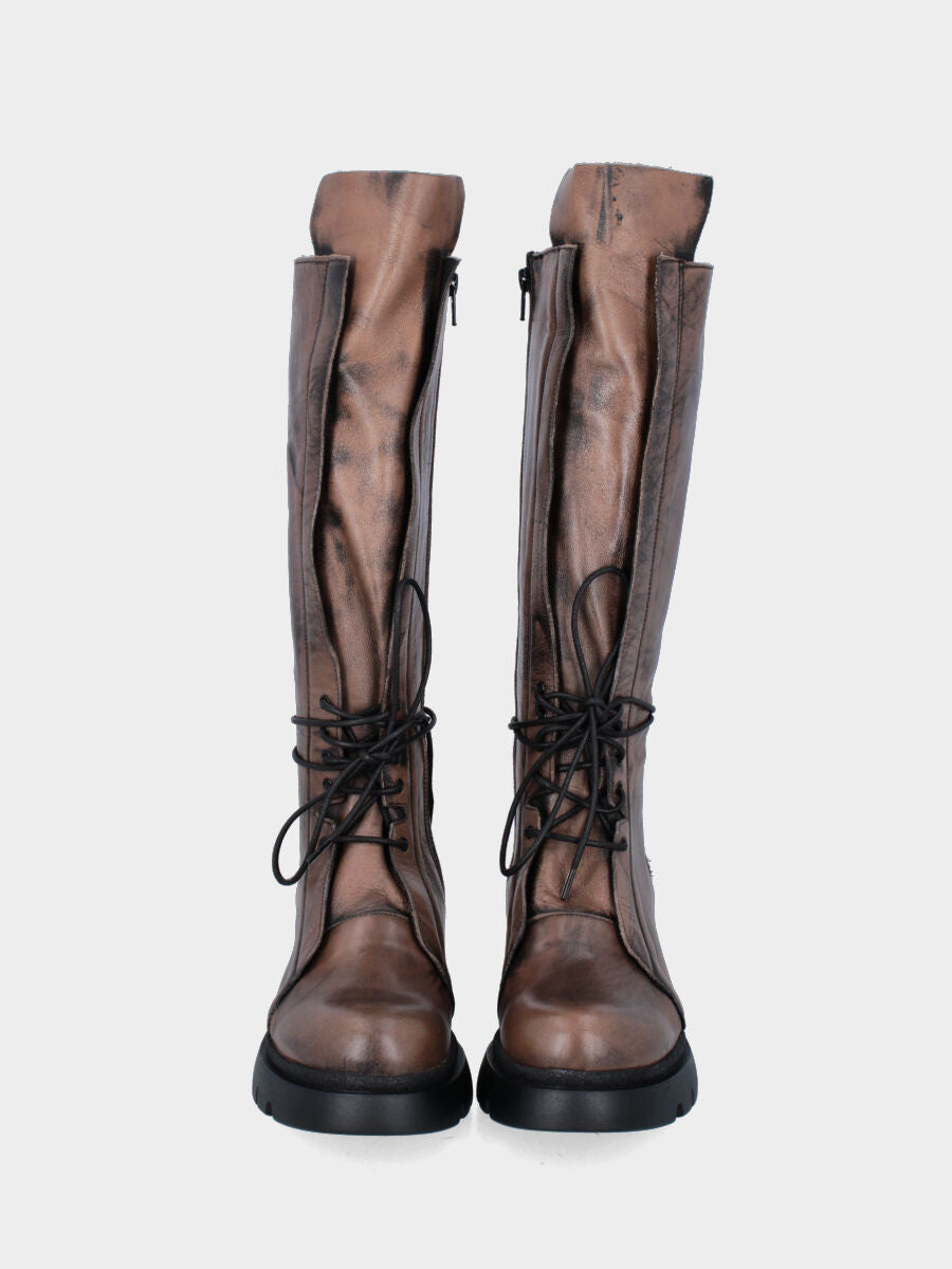 Anfibio in nappa fango con platform e cerniera laterale