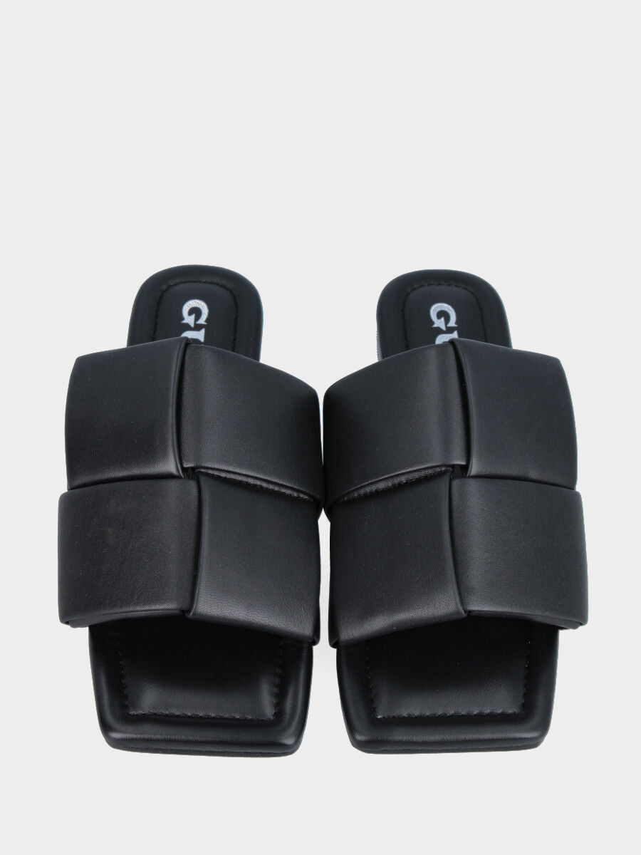 Ciabattina flat in nappa nera con fasce incrociate