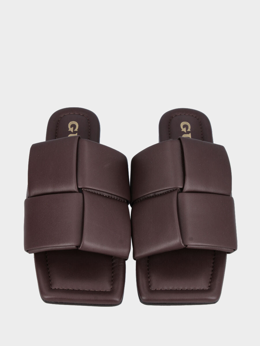 Ciabattina flat in nappa testa di moro con fasce incrociate