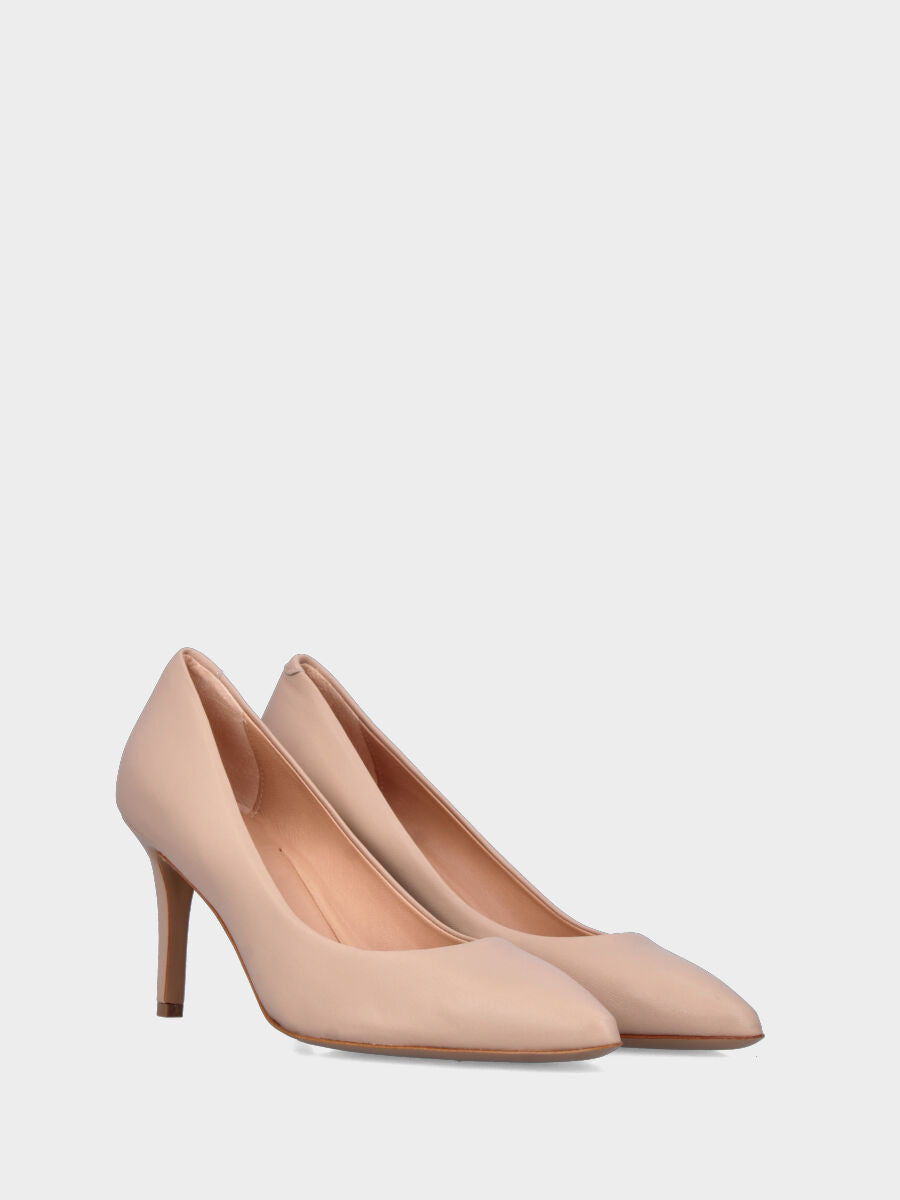 Décolleté in nappa nude con lavorazione a sacchetto e tacco a coda