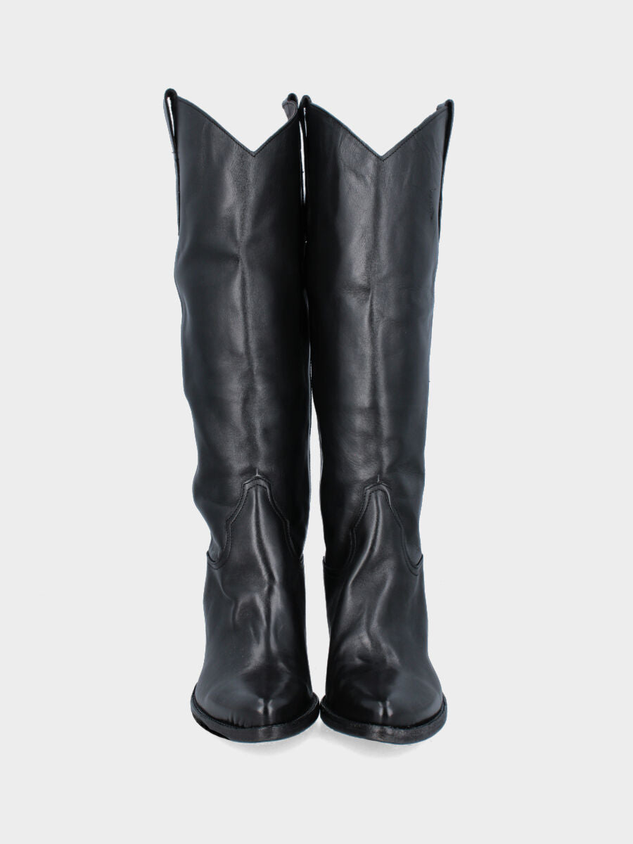 Camperos in vitello nero con punta affusolata e tacco 70 mm