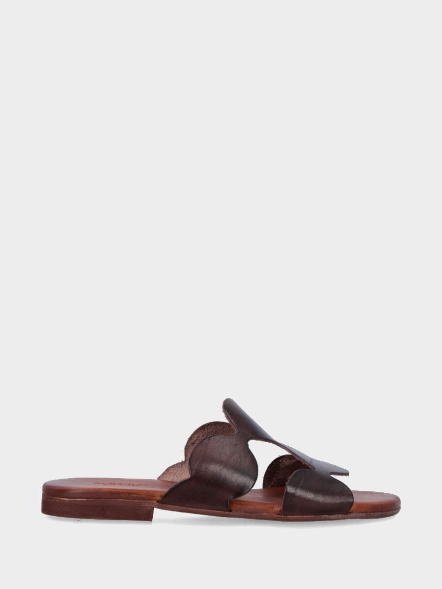 Ciabattine in vitello testa di moro con ovali decorativi