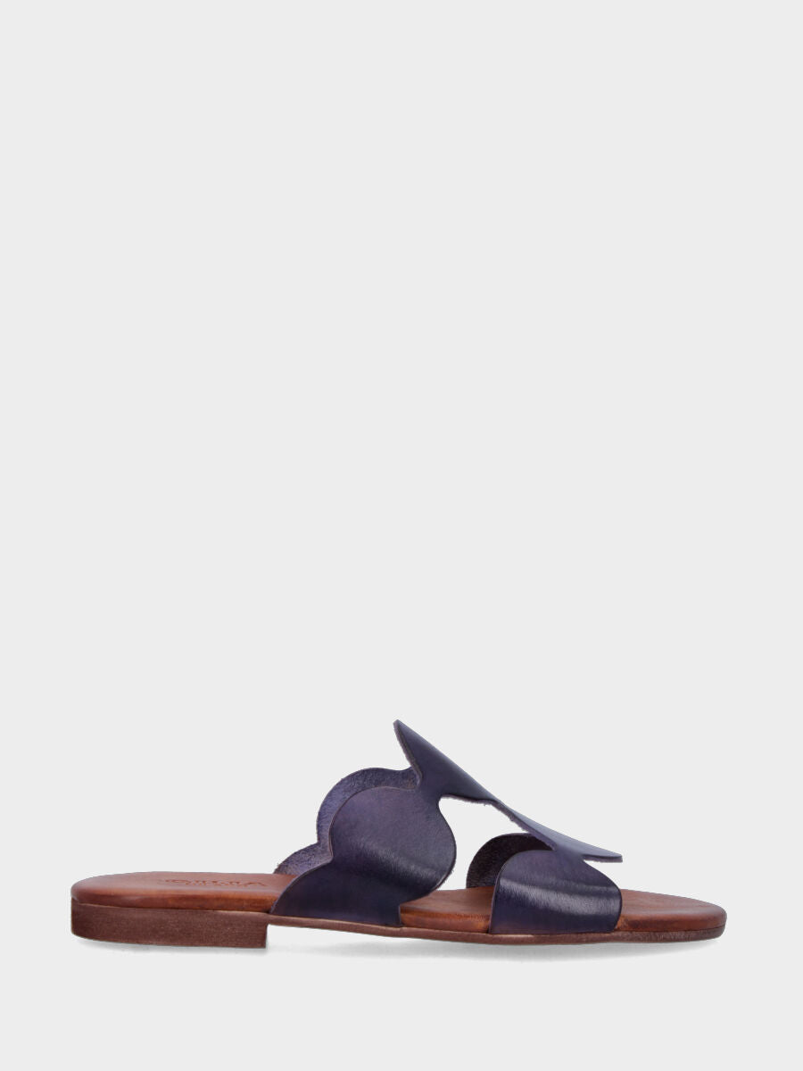 Ciabattine in vitello viola con ovali decorativi