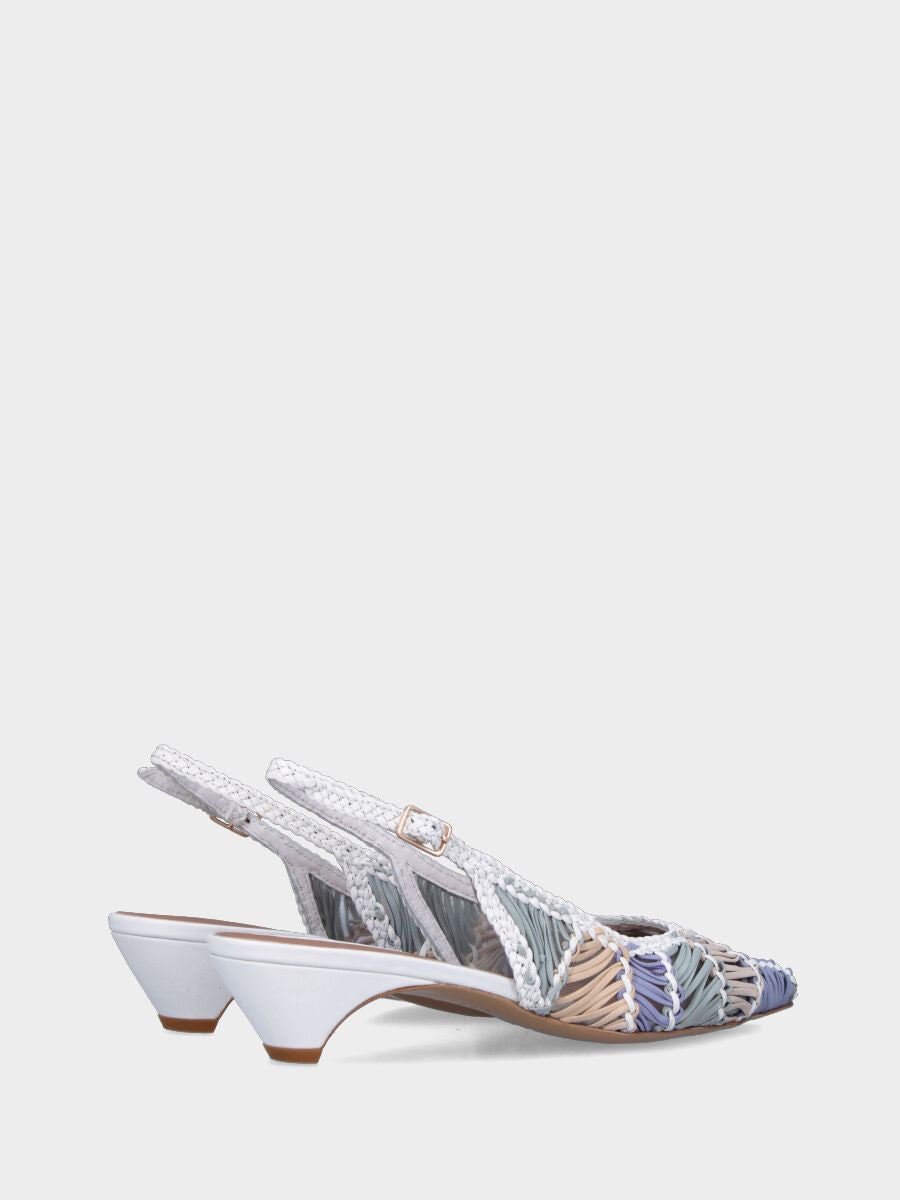 Slingback in nappa multicolor con tomaia intrecciata a spicchi
