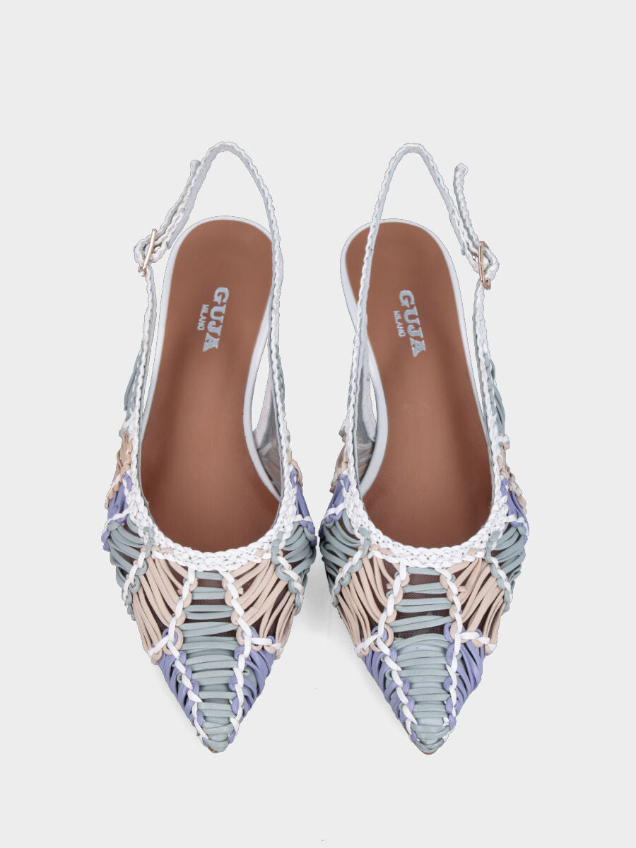 Slingback in nappa multicolor con tomaia intrecciata a spicchi