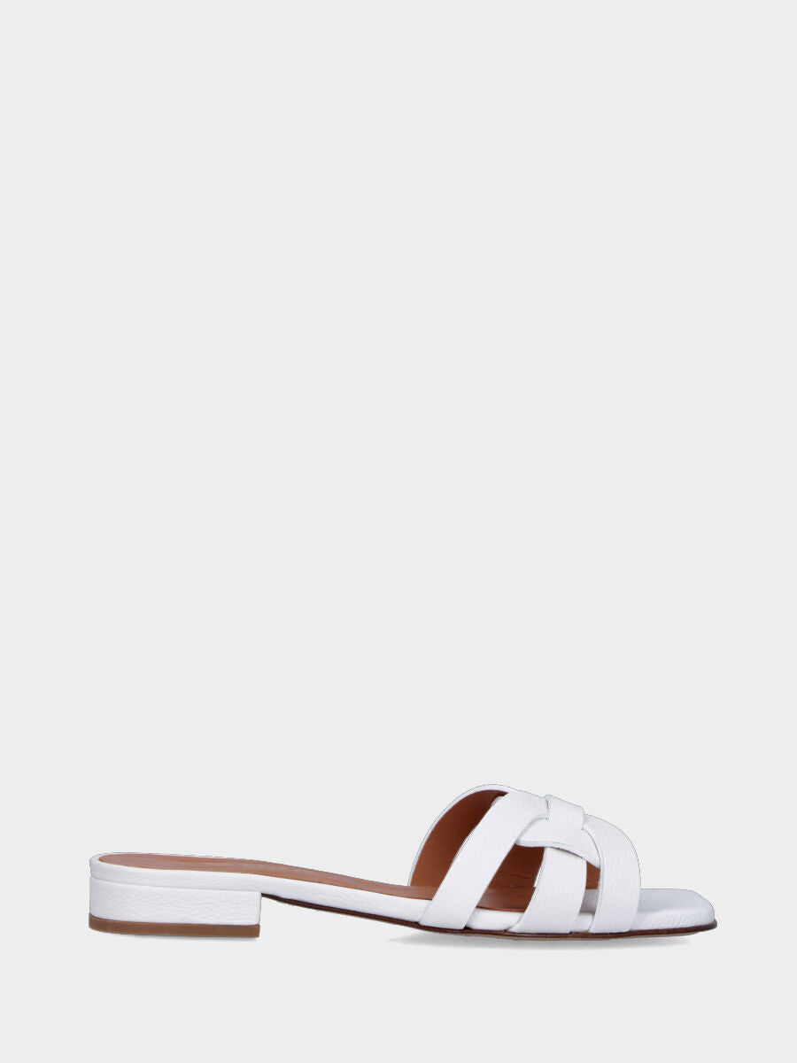 Ciabattina in vitello bianco con listini geometrici