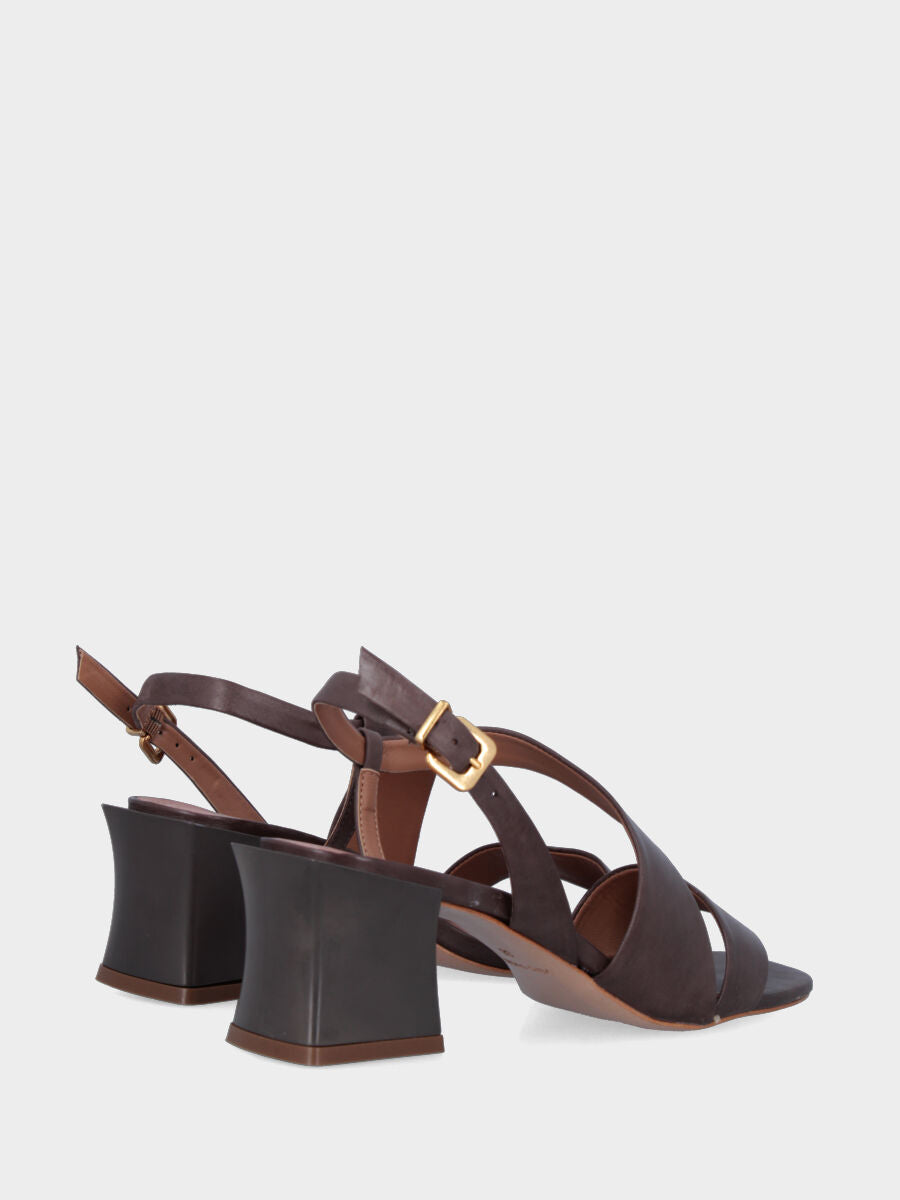 Sandalo in vitello testa di moro con fasce asimmetriche