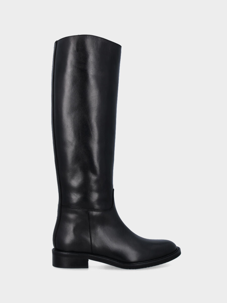 Stivale amazzone in vitello nero con gambale a tubo