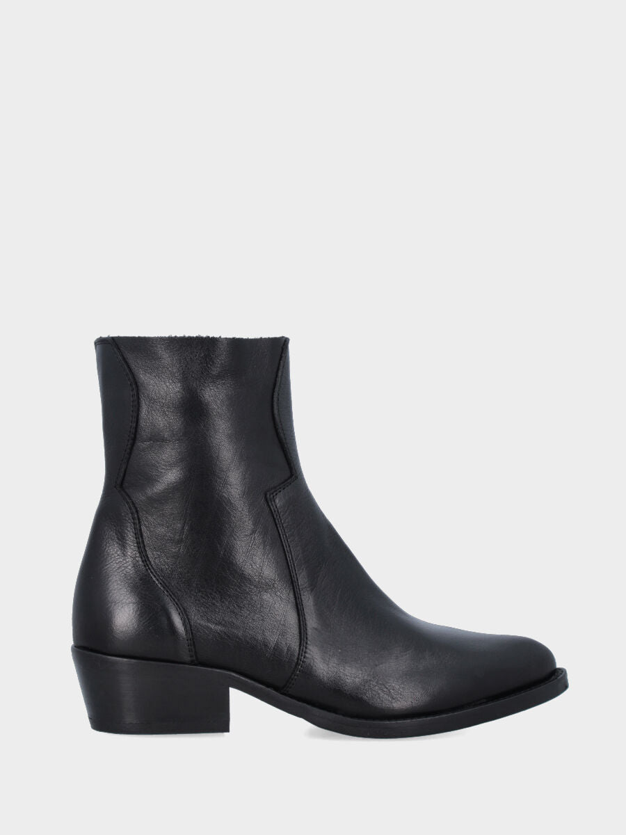 Camperos a stivaletto in vitello nero con cerniera