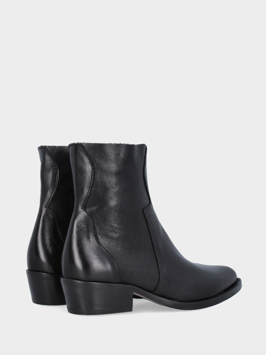 Camperos a stivaletto in vitello nero con cerniera