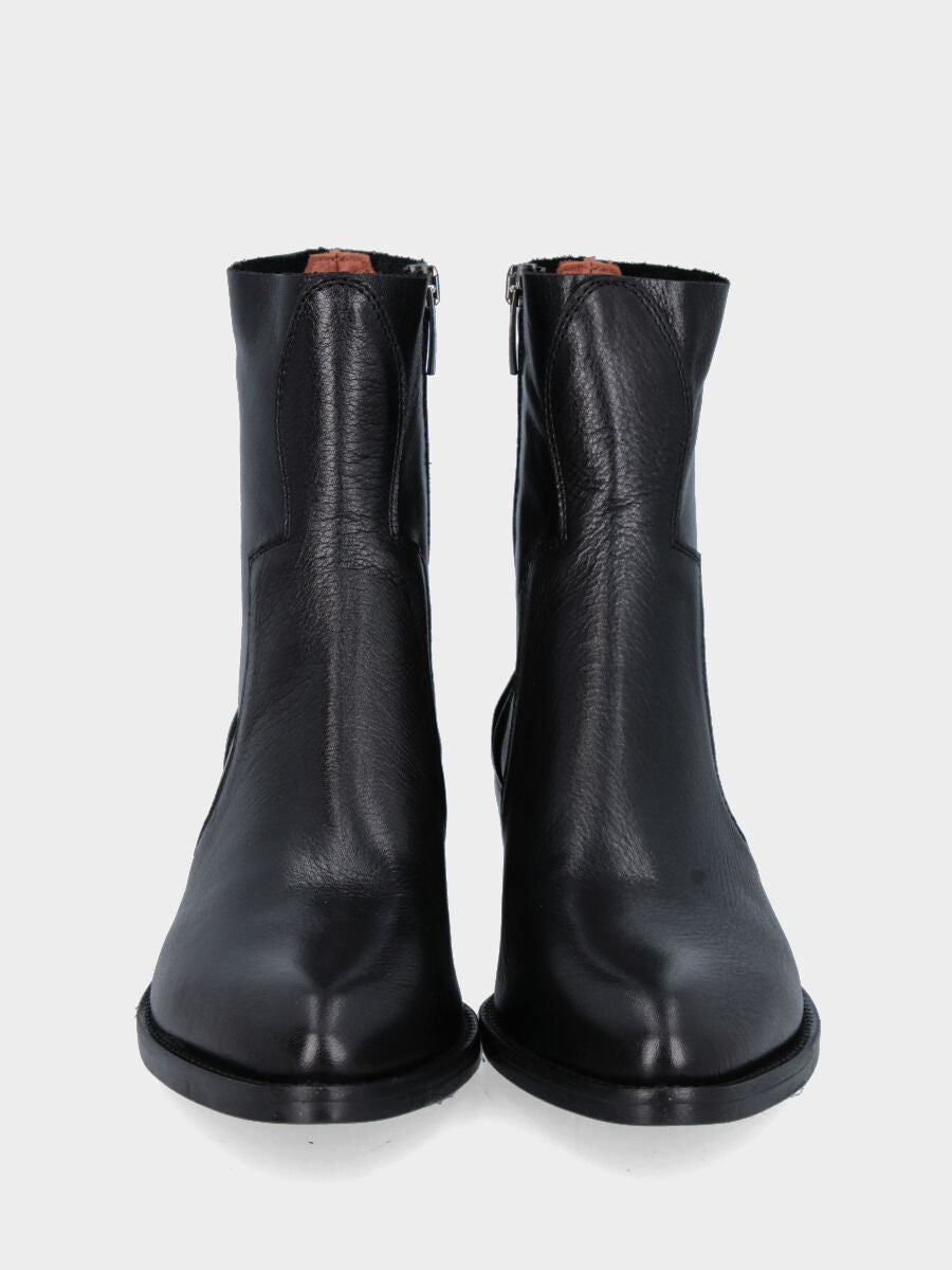 Camperos a stivaletto in vitello nero con cerniera