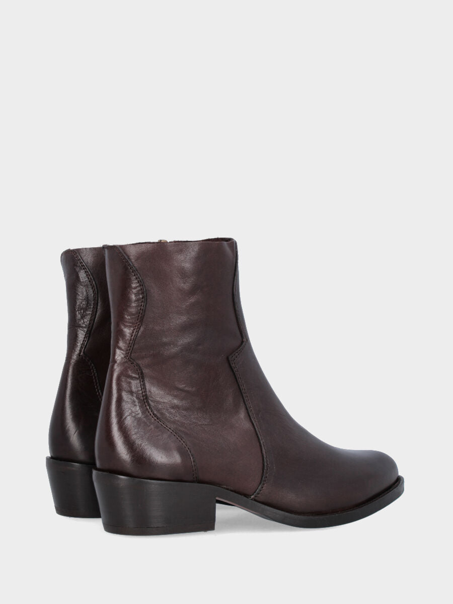 Camperos a stivaletto in vitello testa di moro con cerniera