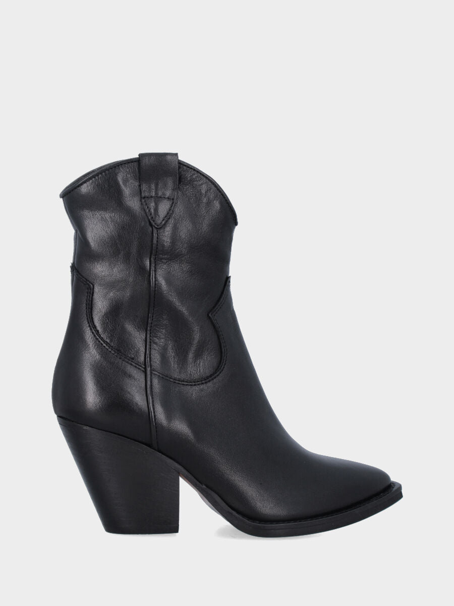 Camperos a stivaletto in vitello nero semi tubo