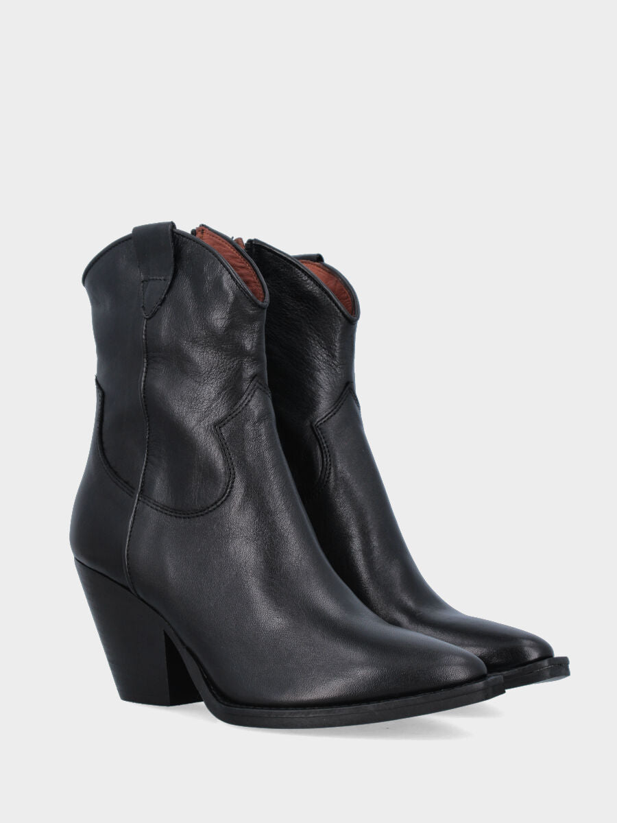 Camperos a stivaletto in vitello nero semi tubo