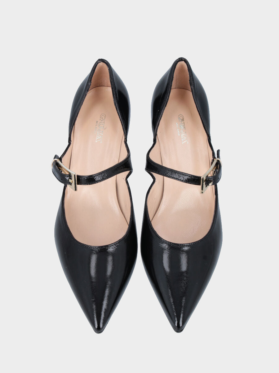 Mary Jane in verlux nero con scollo sagomato