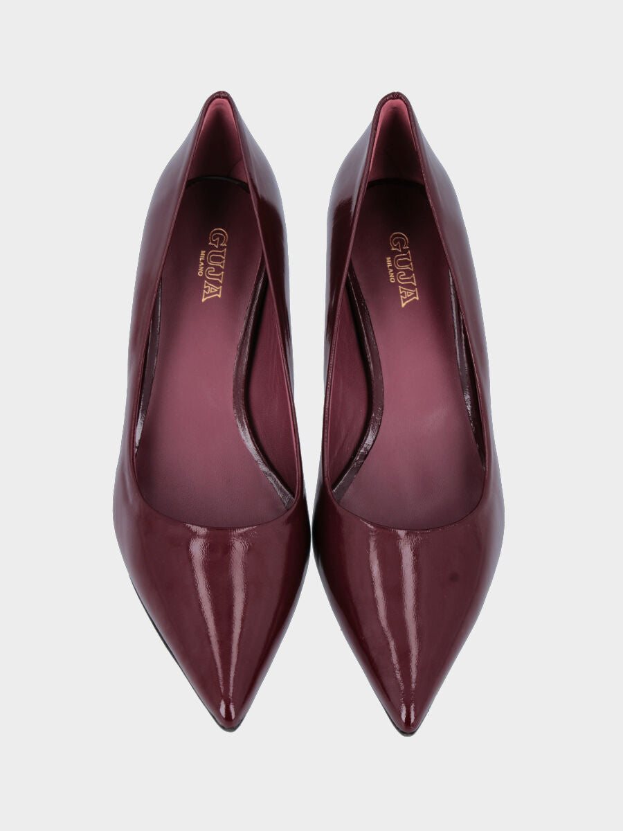 Décolleté in verlux bordeaux con tacco a calice