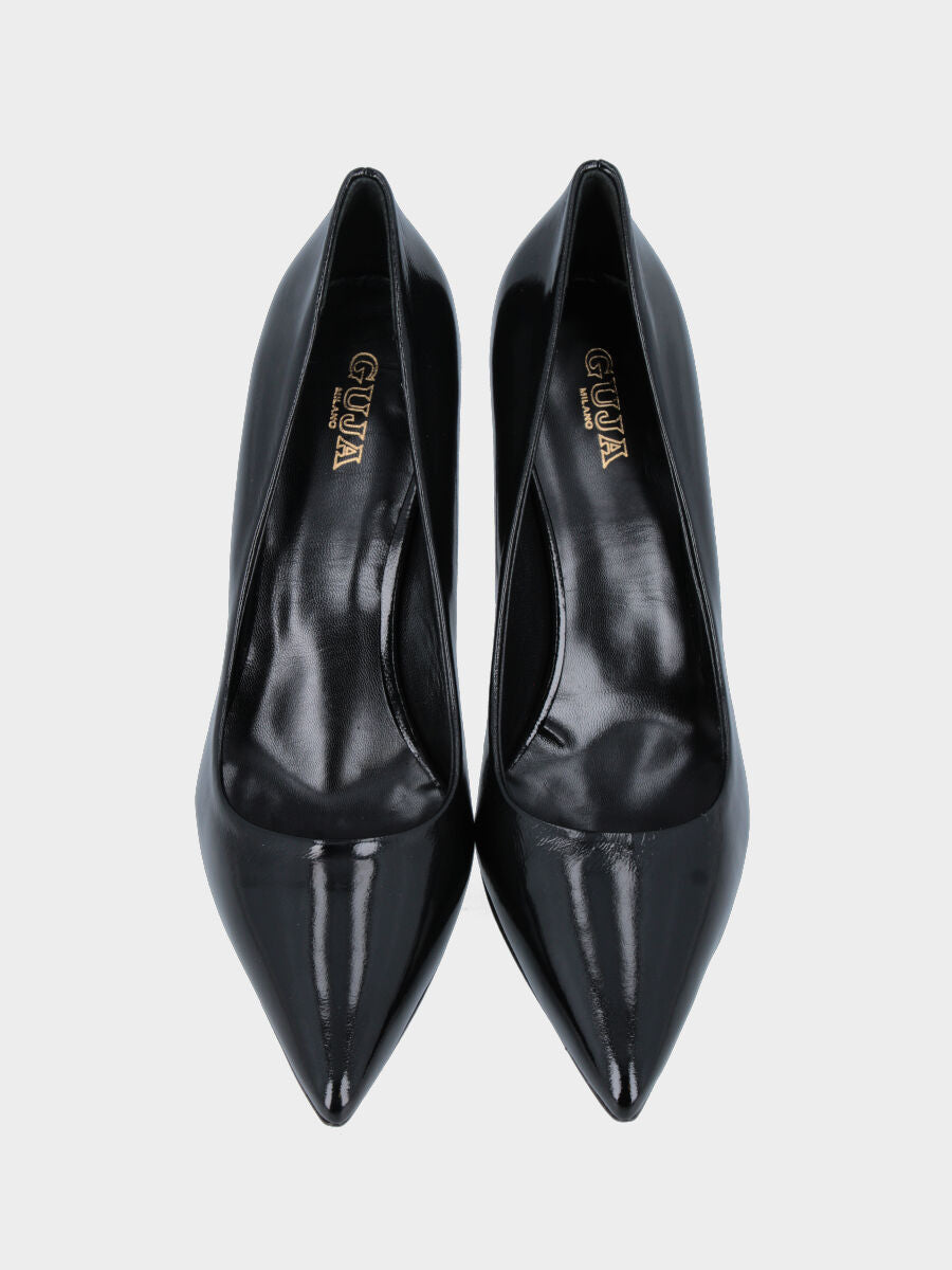 Décolleté in verlux nero con tacco a calice