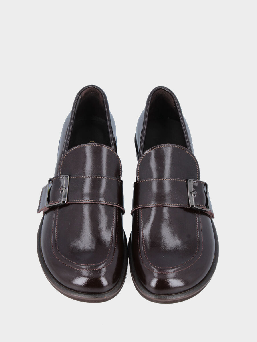 Mocassino in naplak testa di moro con fibbia