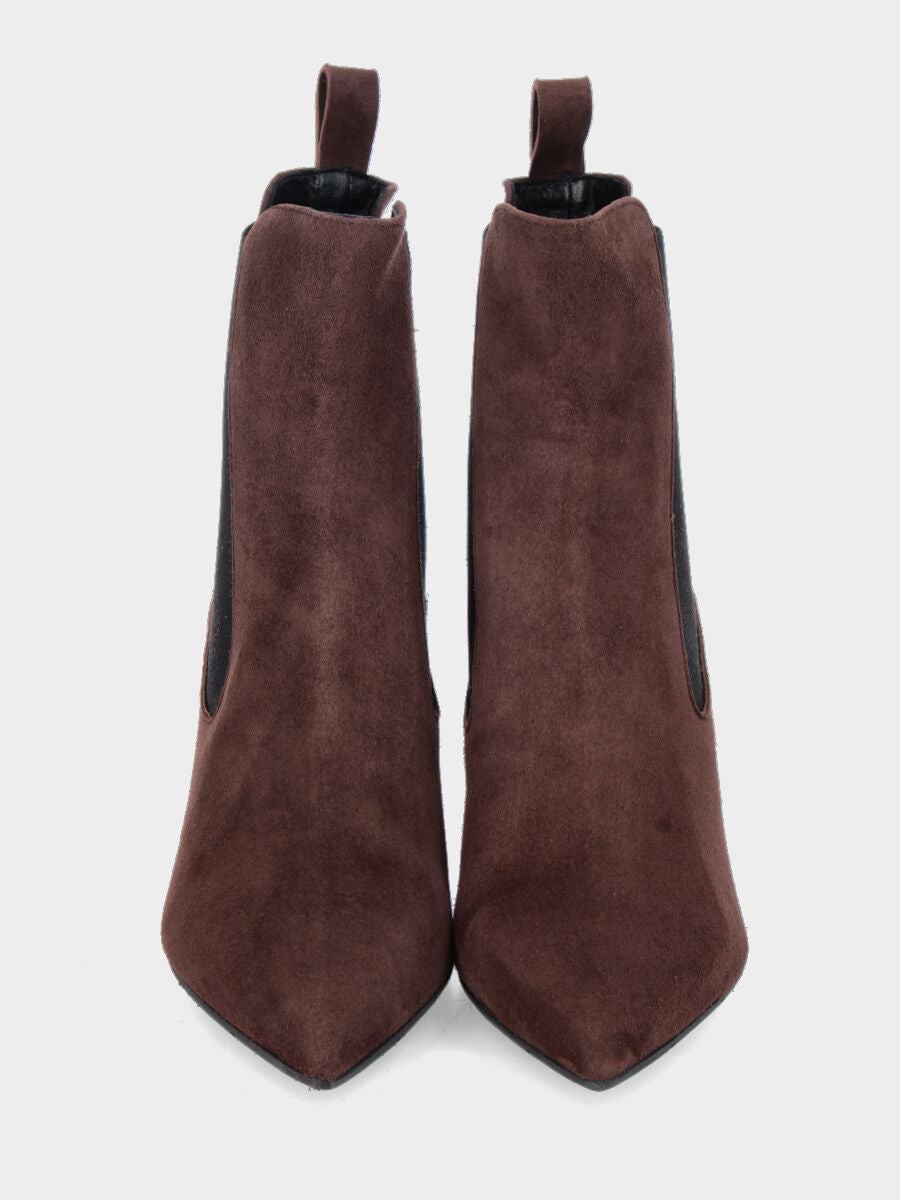 Beatles in camoscio testa di moro con tacco a blocco largo