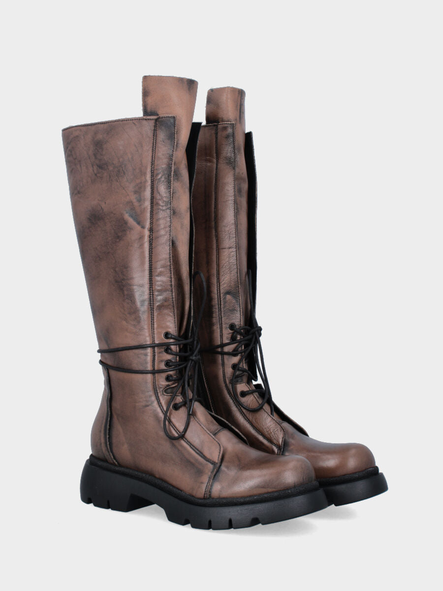 Anfibio in nappa fango con platform e cerniera laterale