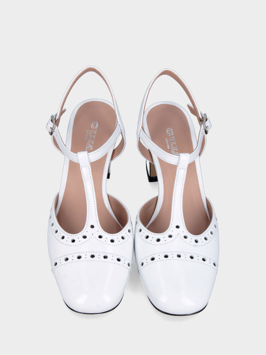 Sandalo in vitello abrasivato bianco con cinturini charleston