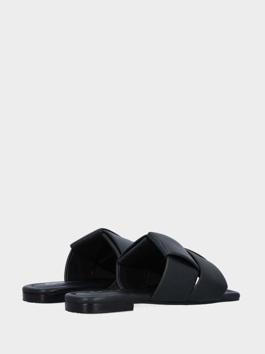 Ciabattina flat in nappa nera con fasce incrociate