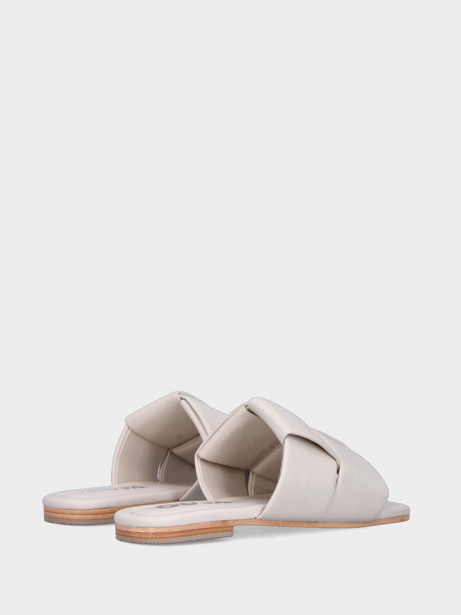 Ciabattina flat in nappa bianca avorio con fasce incrociate