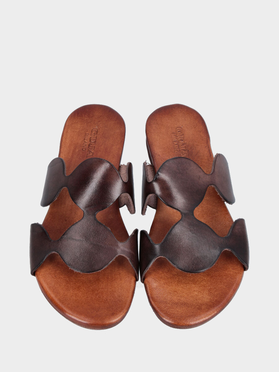 Ciabattine in vitello testa di moro con ovali decorativi