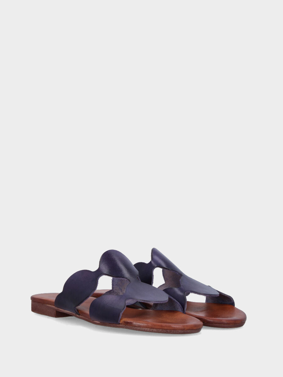 Ciabattine in vitello viola con ovali decorativi