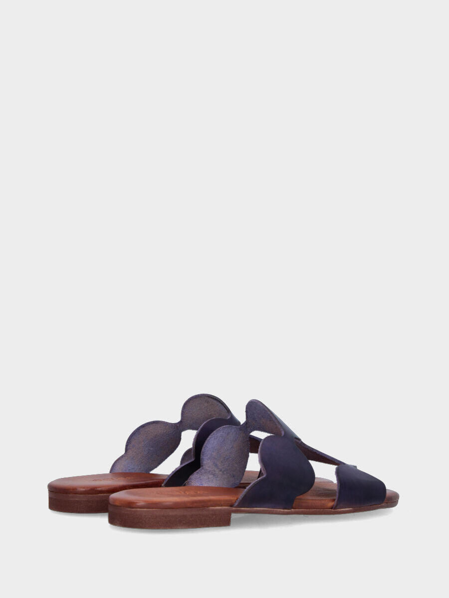 Ciabattine in vitello viola con ovali decorativi