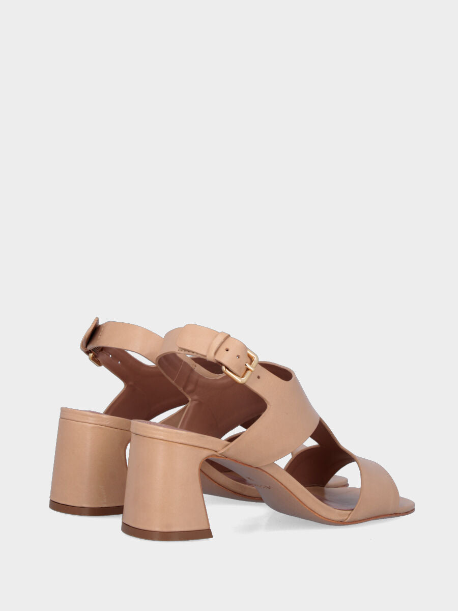 stivaletto tacco 90mm largo con plateau di 40mm, punta quadrata stondata, con bordatura lungo la vaschetta e cerniera lato interno, suola in cuoio